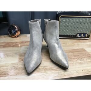 Cordani Vera Pelle Bootie Womens US 6 Gray Glitter Pointed Toe Ankle Kitten Heel